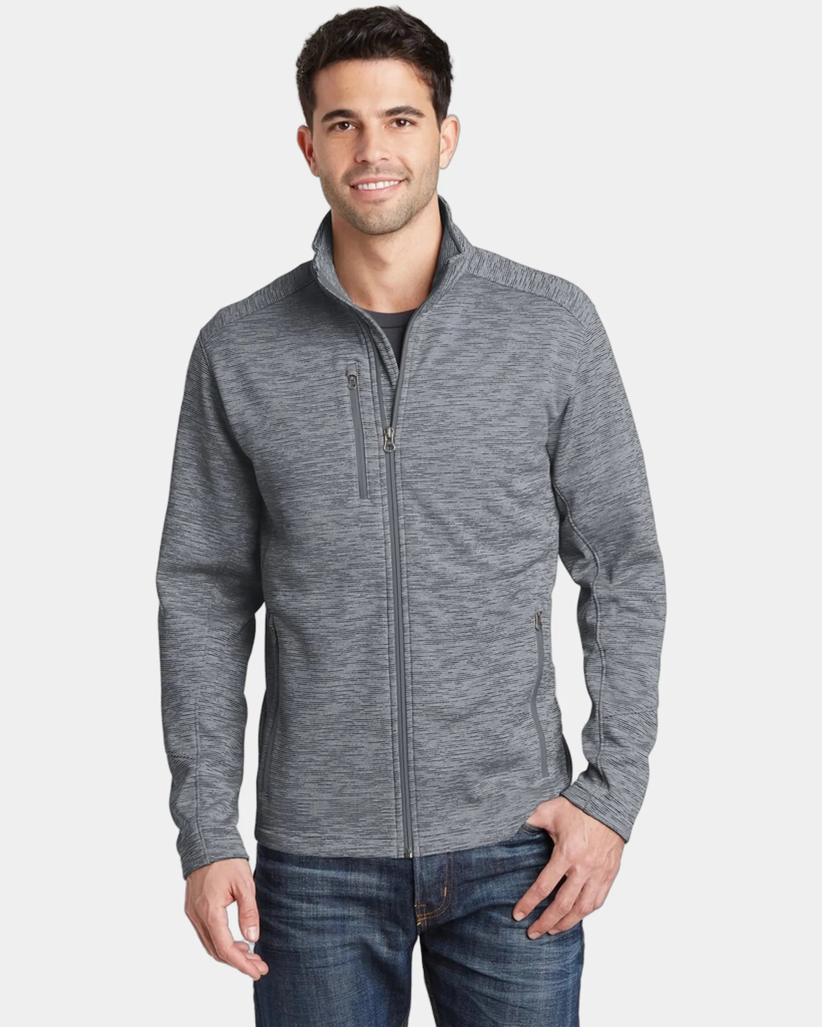 Custom polyester fleece Port Authority Digi Stripe Jacket - Grey